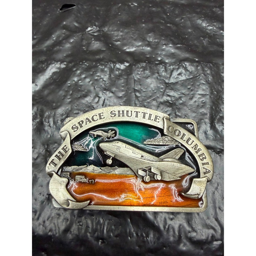 Vintage 1982 Bergamot Brass Works Space Shuttle Columbia Belt Buckle Made In USA